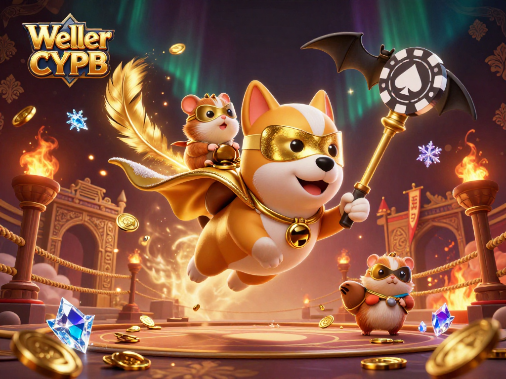 Weller CYPB showcases a superhero dog and hamster amidst a vibrant casino scene with dynamic gaming elements.