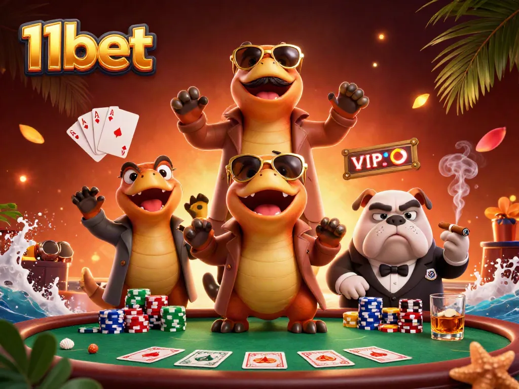 Experience the thrilling atmosphere of 11bet with raptors disguising in a casino scene.
