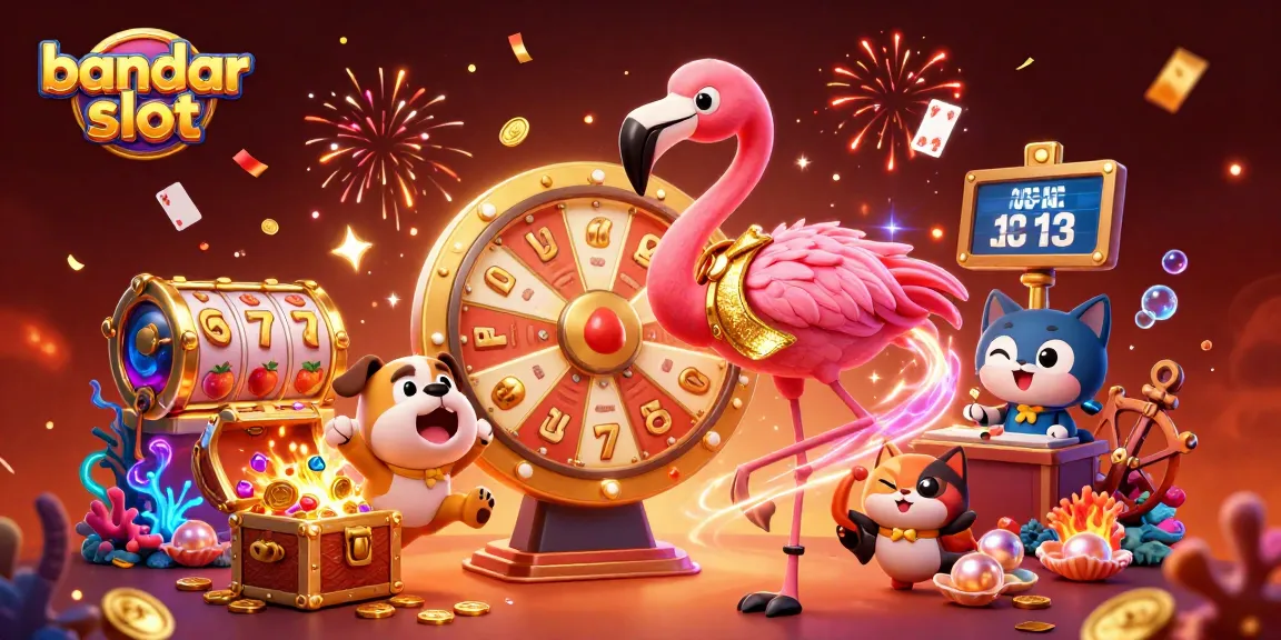 Experience big wins with bandar slot in this vibrant 3D casino scene featuring exciting game elements.