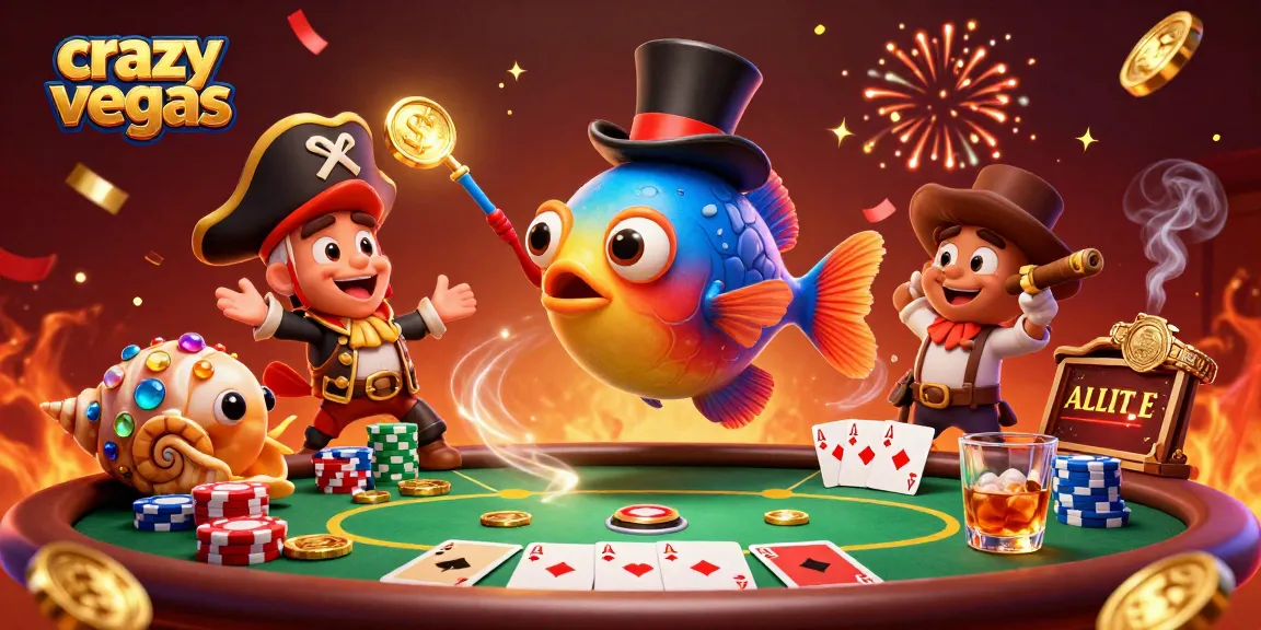 Witness crazyvegas excitement with vibrant poker action, glowing characters, and festive atmosphere!