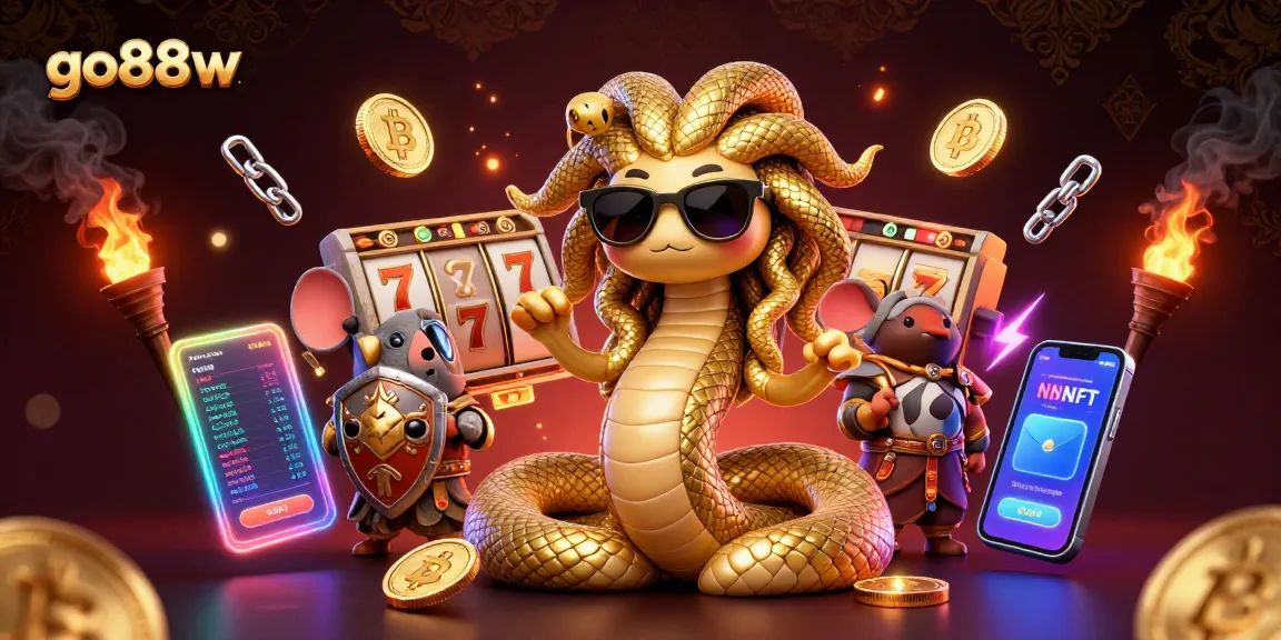 Play to win big at go88w with vibrant 3D casino games, slots, and crypto elements illuminating the scene.